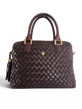 Vintage Bally Woven Leather Satchel / Handbag